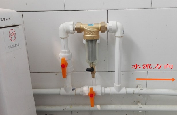 接管連接前置過濾器示意圖，一進一出方便連接和過濾！